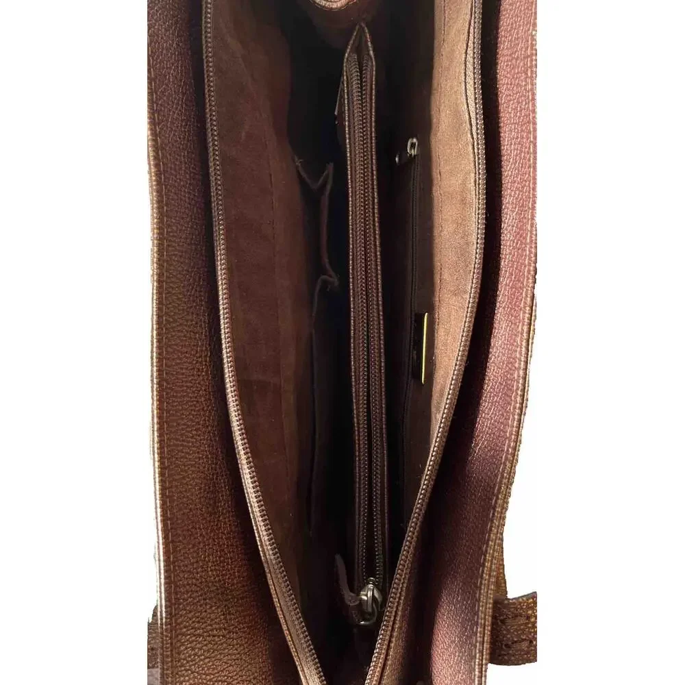 EUC ASHNEIL Rare Handbag PebbledLeather Shimmer Brown Satchel Purse+Compartments
